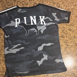PINK Victoria's Secret Black and Gray Camouflage Tee